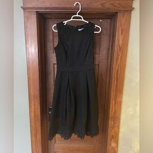 New York & Company Black Fit And Flare Lace Mesh Dress Sleeveless Lined small